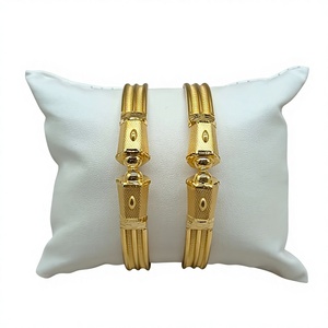 22K <b>Solid</b> <b>Gold</b> <b>Bangle</b> Set for Women Traditional Indian <b>Gold</b> Kada Pair Elegant Handcrafted Yellow <b>Gold</b> Bracelets - Product Image 1