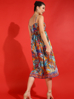 Robe évasée à motifs tropicaux imprimés, ensemble de vêtements pour femmes, tenue élégante assortie, confortable, mode estivale formelle