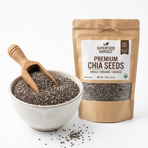 Poudre de graines de chia biologique de qualité alimentaire, extrait végétal 99%, emballage en vrac en bouteille, bienfaits pour la santé - Fournisseur OEM, livraison rapide, faible MOQ - Product Image 3