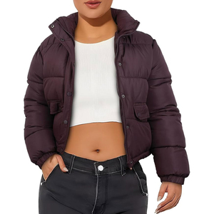 New High Quality Lightweight Breathable Knitted <b>Cropped</b> <b>Puffer</b> <b>Jacket</b> Women Winter Casual Fitness - Product Image 5