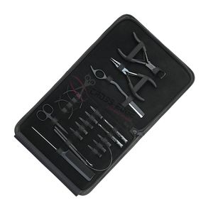Hair Extension Tools Kit Pulling Loop Hair <b>Hook</b> Sectioning <b>Clips</b> Microbeads Crimping Plier Rat Tail Comb Sharpe Razor Scissor - Product Image 1