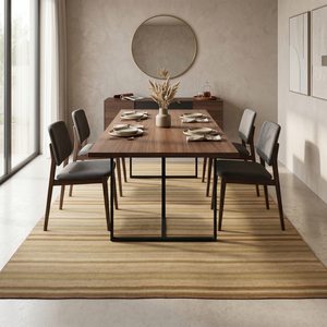 Alfombra DECORDEC de Lana Tejida Plana con Rayas Beige Amarillo, Hecha a Mano, Ecológica, Antideslizante, para Sala de Estar y Dormitorio - Product Image 3