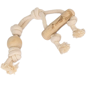 Coffee wood with jute <b>rope</b> interactive playing pet toy dog chewing bone degradable organic natural wood pet toy teething stick - Product Image 3