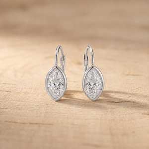 IGI Certified Marquise Shape Lab Grown Diamond Halo <b>Drop</b> Earring 2CT Per Pair 10K 14K 18K Solid Gold Color E VVS Fine Ear Rings - Product Image 2
