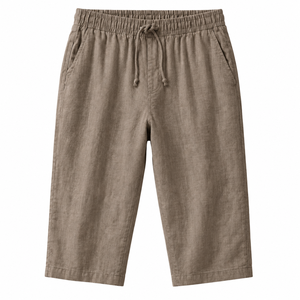 Pantalon Capri Décontracté pour Homme en Mélange Lin et Coton, Taille Haute Unie avec Cordon de Serrage, Léger, Respirant, Écologique, Coupe Ample pour la Plage - Product Image 1