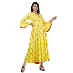 AARTI FASHION Traje Salwar Moderno Casual de Corte Regular con Manga Larga y Largo hasta el Suelo, para Uso Diario, con Cintura Natural, Cuello Redondo y Tejido de Tela - Product Image 1
