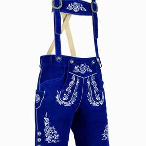 Auténticos pantalones de cuero bávaros azules para festivales, tallas europeas del 46 al 60 - Product Image 1