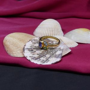 Wedding Wear 925 Sterling <b>Silver</b> Gold Plated Jewelry Blue Topaz <b>Emerald</b> Kyanite Gemstone Women Wear <b>Ring</b> - Product Image 6