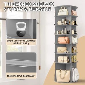 Scarpiera Girevole a 360 Gradi a 7 Livelli in Composito Legno-Plastica 60x60x184cm Grigia - Product Image 6