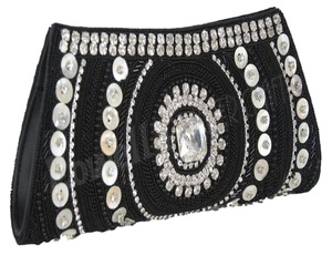 Elegant Lowellcraft L-55 Satin Evening Clutch Bags <b>Envelope</b> Box Design Black <b>White</b> Personalized Women's Handbag - Product Image 1
