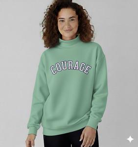 Sudadera de cuello alto personalizada para mujer, de color sólido, estilo oversize, con logo bordado en la parte delantera. - Product Image 4