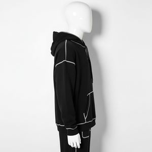 Sweat-shirt à capuche personnalisé pour homme, en molleton épais, avec motif dessin animé imprimé et surpiqûres contrastées, style streetwear, vêtements en gros - Product Image 2