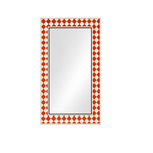 Luxury Large Decorative <b>Wall</b> <b>Mirror</b> | Vintage French Style Home Decor | Handcrafted Designer Accent <b>Mirror</b> Red White Pattern - Product Image 2