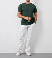 T-shirt en coton doux pour homme, col rond, manches courtes, coupe ajustée, respirant, écologique, en jersey uni, vente en gros