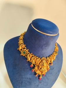 22k Gold Antique Temple <b>Jewelry</b> Lakshmi Pendant Necklace Bridal Traditional Indian Wedding Available in GOLD/SILVER/BRASS - Product Image 3