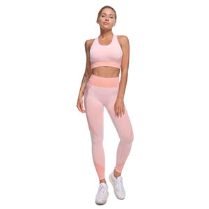 Women fitness wear plus size stretchy running gym set solid pattern bra and <b>leggings</b> two piece workout activewear outfit - Product Image 1