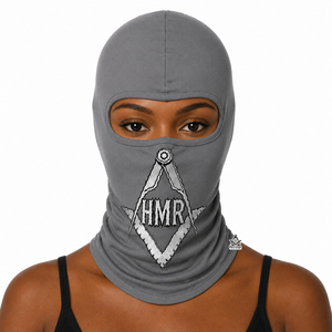 Masque facial extérieur élégant avec logo HMR imprimé par sublimation, pour la tenue maçonnique grecque, les confréries et les sororités, et les vêtements maçonniques. - Product Image 1