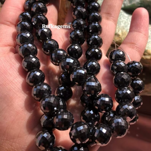 Magnifiques perles facettées 10,50 mm en moissanite noire pour la création de bijoux - Product Image 1