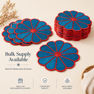 Premium Quality Handwoven Raffia Frame Dori <b>Table</b> <b>Mat</b> 38 cm for Home Hotel Restaurant Use Available for Export Price from India - Product Image 6