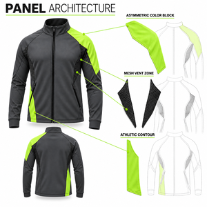 Veste de sport personnalisée pour homme, color-block, fermeture éclair, respirante, doublure en maille extensible, entraînement, course, tenue d'équipe OEM ODM - Product Image 5