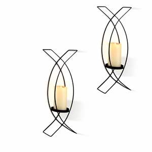 Ensemble de appliques murales en métal noir abstrait, design artistique entrecroisé, construction robuste, lumière chaude, décoration moderne pour la maison - Product Image 1