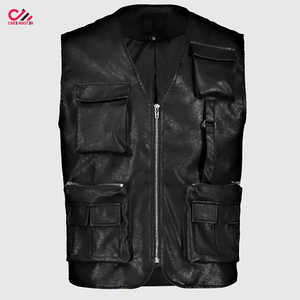 Street Wear Winter Casual High Quality Men Leather Vest Sleeveless Breathable Outerwear Custom Colors Customizable - Product Image 2