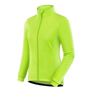 Veste de yoga jaune fluo à col montant et fermeture éclair intégrale pour femme, coupe ajustée, manches longues, haut d'entraînement athlétique très élastique - Product Image 1