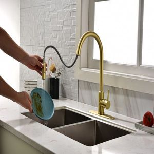 Brushed Gold Pull Down Sprayer Kitchen Faucet with Touch Technology - Product Image 3