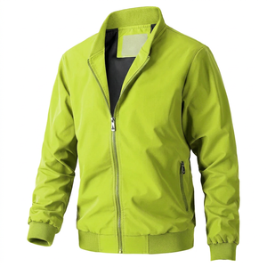 Men's Zip Up Bomber Jacket Lightweight Polyester Windbreaker Custom Logo Casual Streetwear Spring Autumn Outdoor Fashion Jacket - Product Image 1