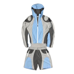 Men Winter Tracksuit Set 2 Piece Custom Hooded <b>Reflective</b> Zip 100% Organic Cotton Contrast Color Warm Windproof - Product Image 2