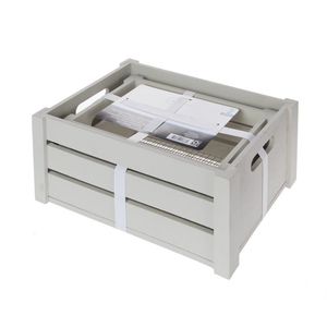 Set di 2 Cesti Portaoggetti Moderni in Legno Grigio e Rete con Manici - Product Image 4