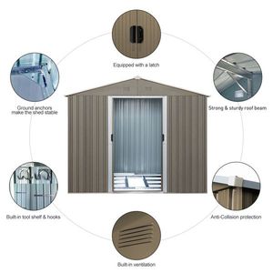 8ft X 6ft Outdoor Metal <b>Storage</b> Shed with Window <b>Grey</b> Color - Product Image 6