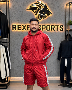 ชุดวอร์มไนลอนพรีเมียมแบบสั่งทำพิเศษ REXFIT SPORTS 2026 สำหรับผู้ชาย เสื้อแจ็คเก็ตมีฮู้ดแบบซิปเต็มตัวและกางเกงติดกระดุม – ชุดกีฬาแบรนด์ส่วนตัว - Product Image 5