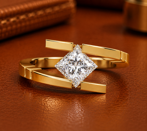 Modern Princess Cut Tension Set 14K Solid Gold IGI Certified Lab Grown <b>Diamond</b> <b>Rings</b> Engagement <b>Rings</b> For Women Fine Jewelry - Product Image 1