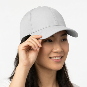 White 6-Panel Baseball Cap Unisex Adjustable Fitted Solid Color Twill Fabric Casual Style Adult Hat - Product Image 5