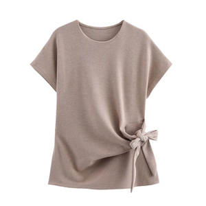 Camiseta de Verano para Mujer, Estilo Vintage, Tejida, 100% Poliéster, Transpirable, Anti-Pilling, Ecológica, Corte Ajustado - Product Image 4