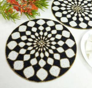 <b>Beaded</b> <b>Placemat</b> Handmade Luxury Dining Holiday Decor Customizable Design Durable Non-Slip MS Handicraft Unique Piece Custom - Product Image 1
