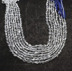 Perles de quartz cristal naturel lisses en forme de pépite, 5x7-6x9 mm, quartz clair, perles lisses en vrac, 13 pouces, pour la création de bijoux - Product Image 1