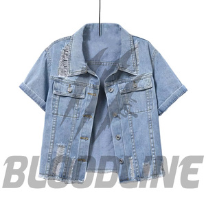 เสื้อแจ็คเก็ตเดนิมทรงบลูซองสำหรับผู้หญิง แขนปกติ ติดกระดุม คอปก ผ้าสีน้ำเงินล้วน ระบายอากาศได้ดี เป็นมิตรกับสิ่งแวดล้อม แห้งเร็ว ผ้าฝ้าย สำหรับฤดูหนาว - Product Image 6