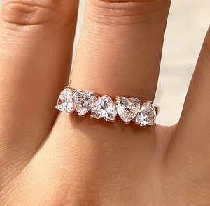 Anillos de moissanita de plata de ley 925 con corte de perla en forma de corazón, engaste de garras, banda de piedras preciosas para regalo de compromiso - Product Image 6