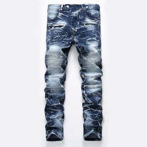 Jean en denim tie-dye coupe droite taille mi-haute délavé moyen en coton tricoté style vintage décontracté pour l'hiver et le printemps - Product Image 5