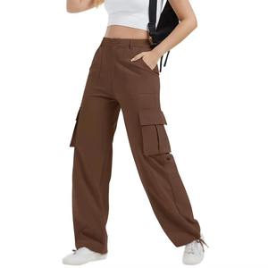 Pantalon large marron chocolat avec poche pour téléphone, style streetwear, vente en gros, sur mesure, pour femmes, commandes OEM en gros - Product Image 1