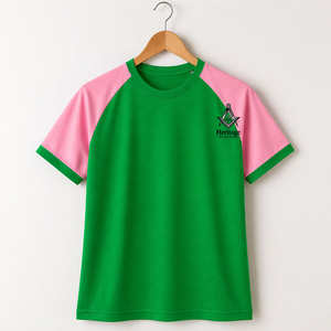 เสื้อยืด HMR Alpha Kapa Soroor แบบสั่งทำพิเศษสำหรับผู้หญิง ปักลายกรีก ผ้าเจอร์ซีย์พรีเมียม |   เสื้อยืดคอตตอนปักลายสำหรับผู้หญิง คอวี - Product Image 1