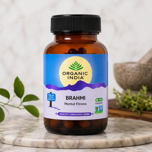 Organic India Brahmi Capsules 60 Herbal Brain Health Memory Support Mental <b>Wellness</b> Supplement - Product Image 1