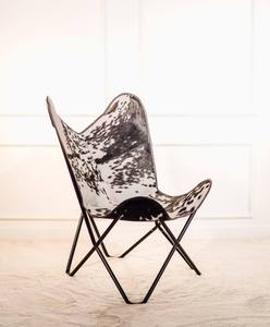 Genuine Leather Butterfly <b>Dining</b> <b>Chair</b> Handcrafted Modern Design Lightweight <b>Black</b> Metal Frame Living Room Home Office - Product Image 4
