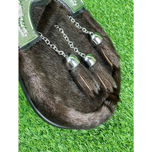 Rabbit Fur Full Dress Sporran with Highland Cow Cantle, 3 Tassels, and <b>Chain</b> <b>Belt</b> - Formal Sporran for Scottish Kilt Outfits - Product Image 5
