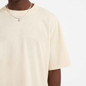 T-shirt Homme Personnalisé Coupe Boxy Oversize en Coton, Épaules Tombantes, Style Streetwear, Col Rond Côtelé Uni – Vente en Gros - Product Image 4