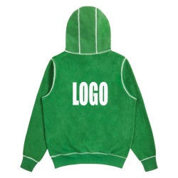 เสื้อฮู้ดดี้ผ้าคอตตอนฟลีซหนานุ่มทรงโอเวอร์ไซส์ ตะเข็บตัดกัน สไตล์สตรีทแวร์ รับผลิตแบบ OEM ODM ขายส่ง - Product Image 2