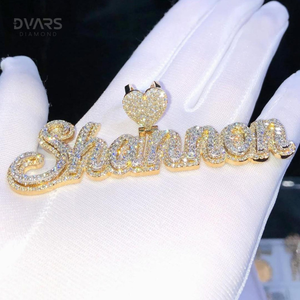 Pendentif personnalisé en argent 925 avec initiale en lettres cursives, style hip-hop, lettres de nom, luxe glacé, Moissanite certifiée, pour rappeur - Product Image 4
