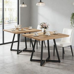 Tavolo da Pranzo Solido Ovale Assemblato con Motivo Rettangolare in Pietra Sinterizzata Effetto Marmo - Product Image 1